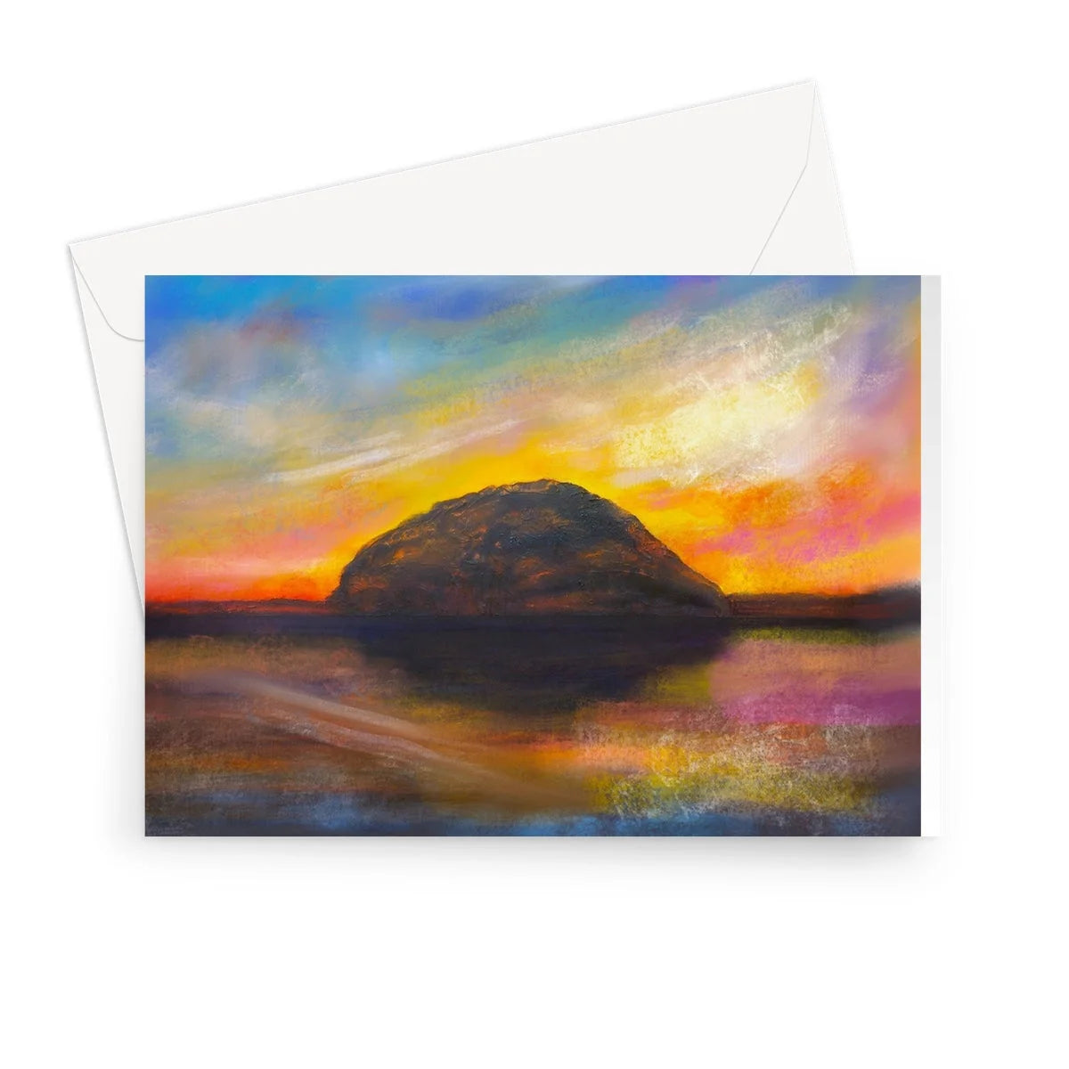 Ailsa Craig Dusk Greeting Card - Arran Art Gallery Scotland Worldwide Shipping Scottish Landscape by Artist Hunter Featuring Paintings