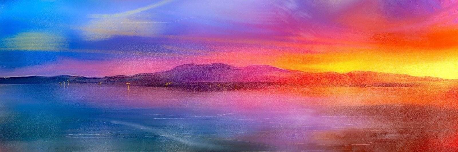 Arran Sunset Panoramic Statement Interior Wall Art Canvas.