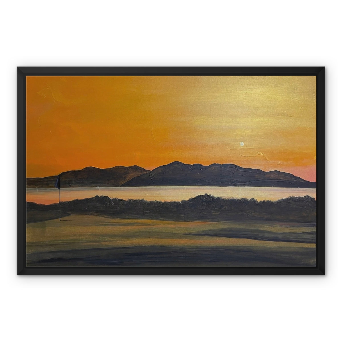 Arran & The 5th Green Royal Troon Golf Course Framed Canvas.