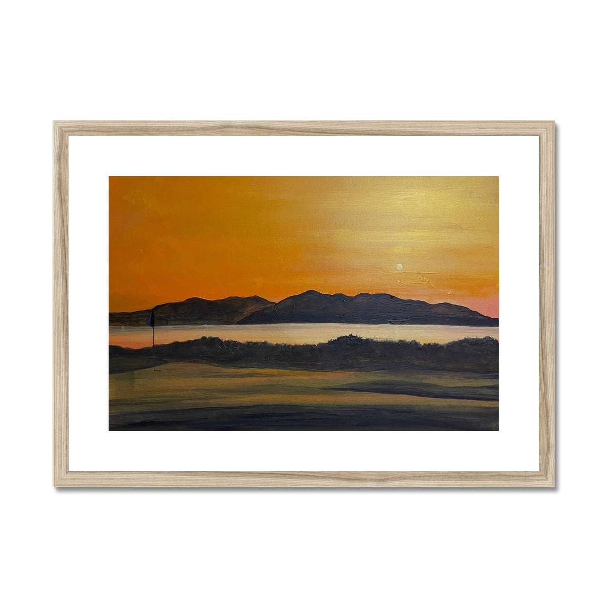 Arran & The 5th Green Royal Troon Golf Course Framed & Mounted Print.