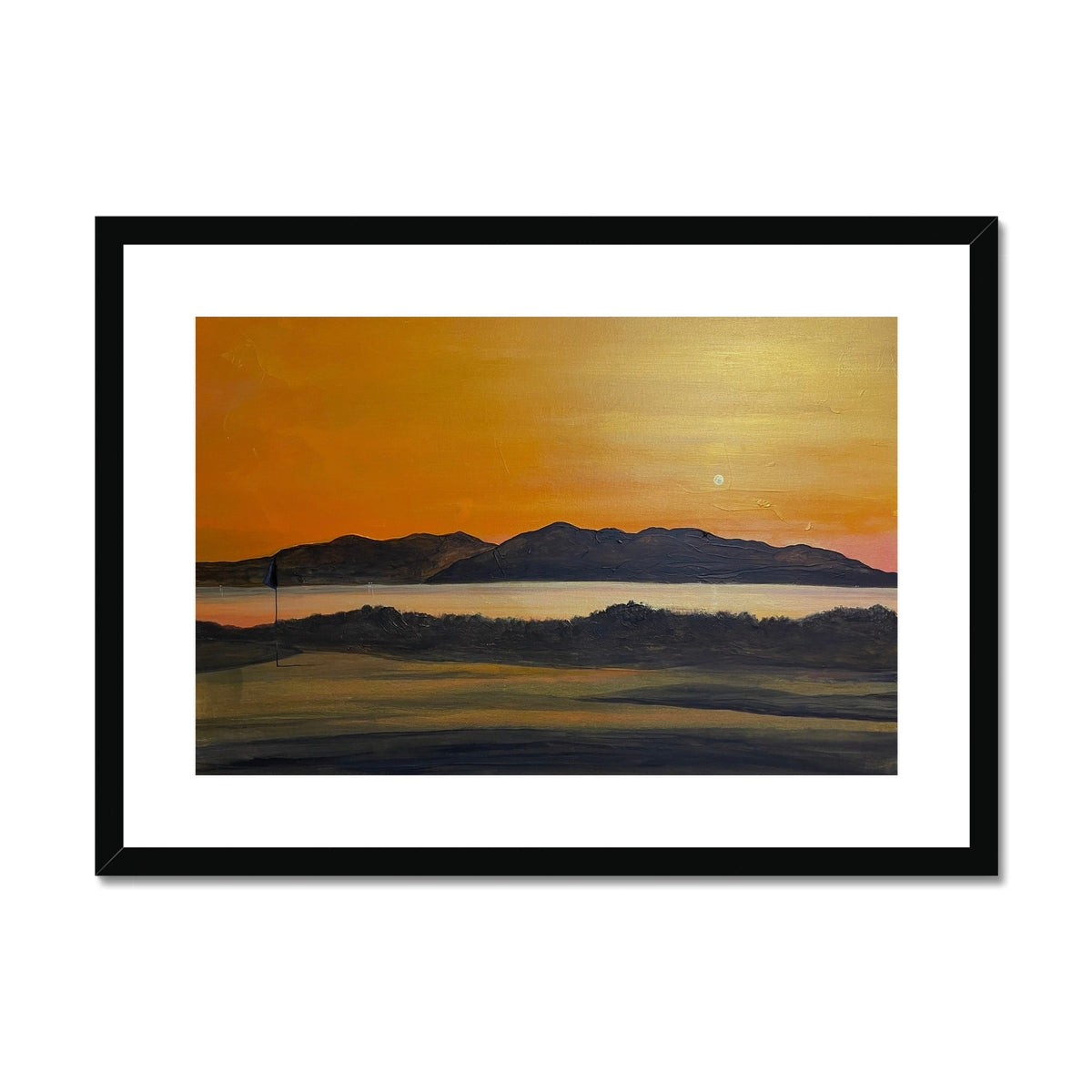 Arran & The 5th Green Royal Troon Golf Course Framed & Mounted Print.
