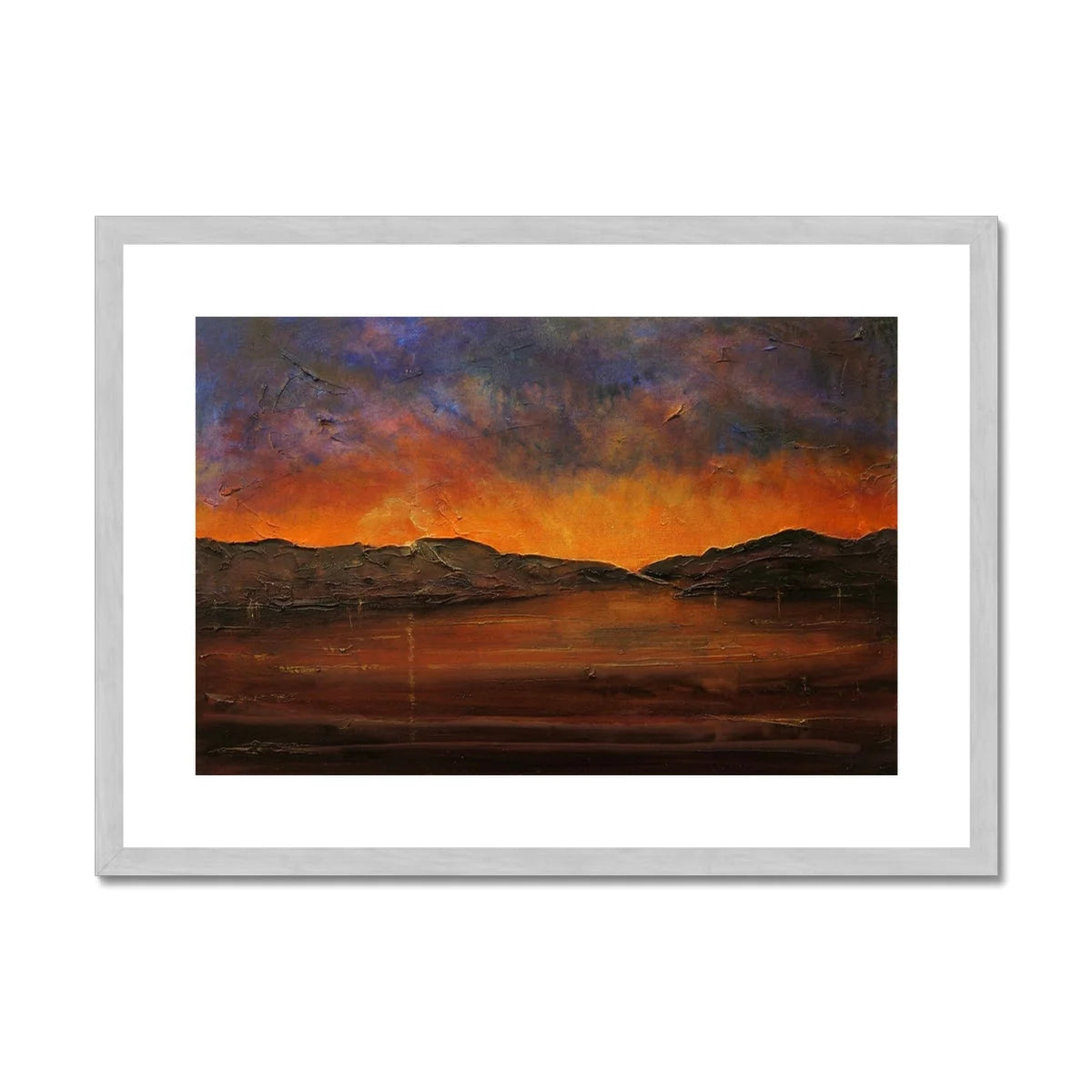 A Brooding Clyde Dusk Antique Framed & Mounted Print - River Art Gallery Scotland Worldwide Shipping Scottish Artist Fine Prints
