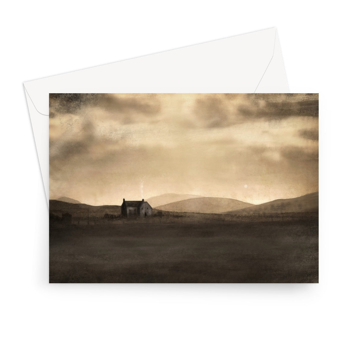 A Moonlit Croft Greeting Card | Scottish Art Gifts