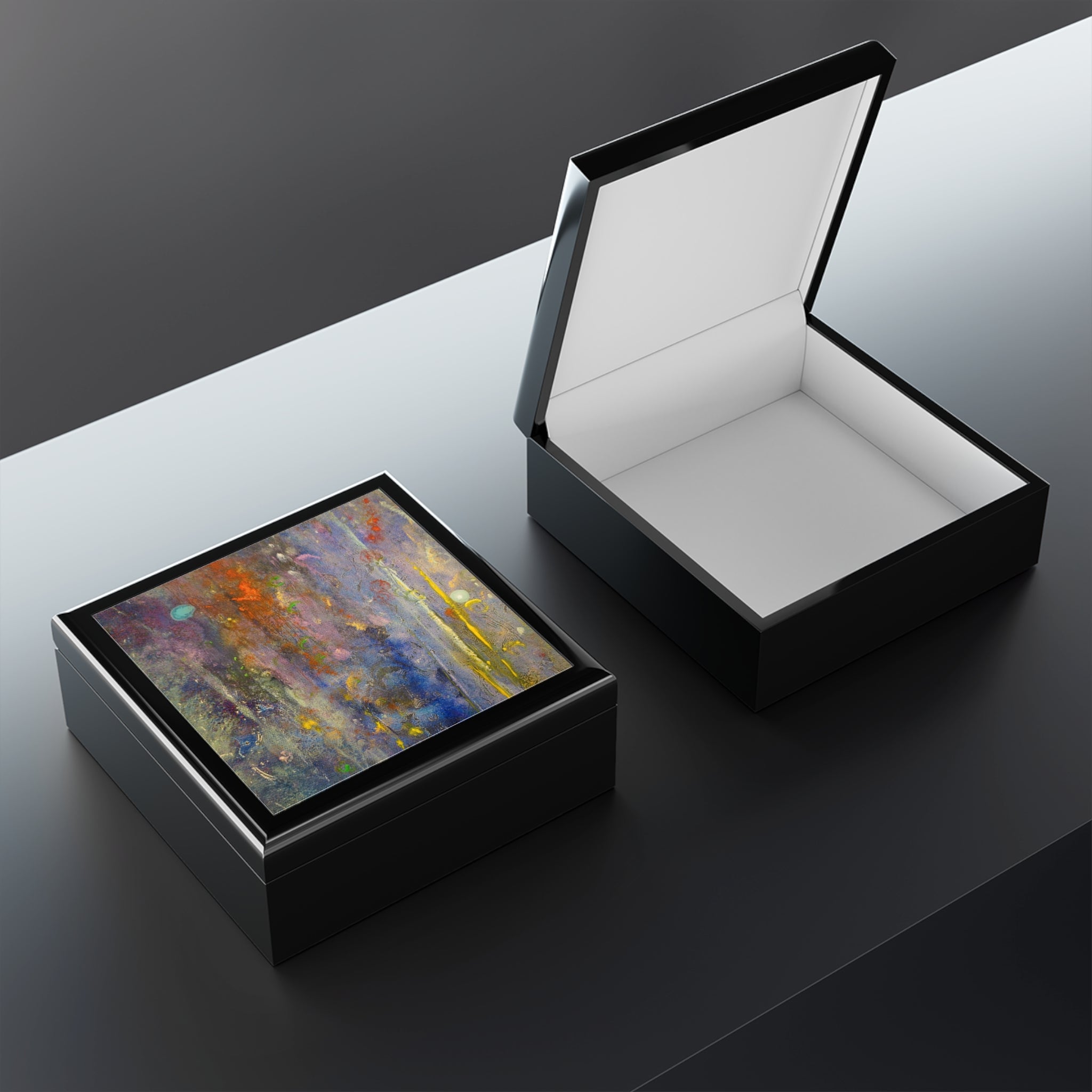 Cairngorms Waterfall Abstract Art Jewellery Box.