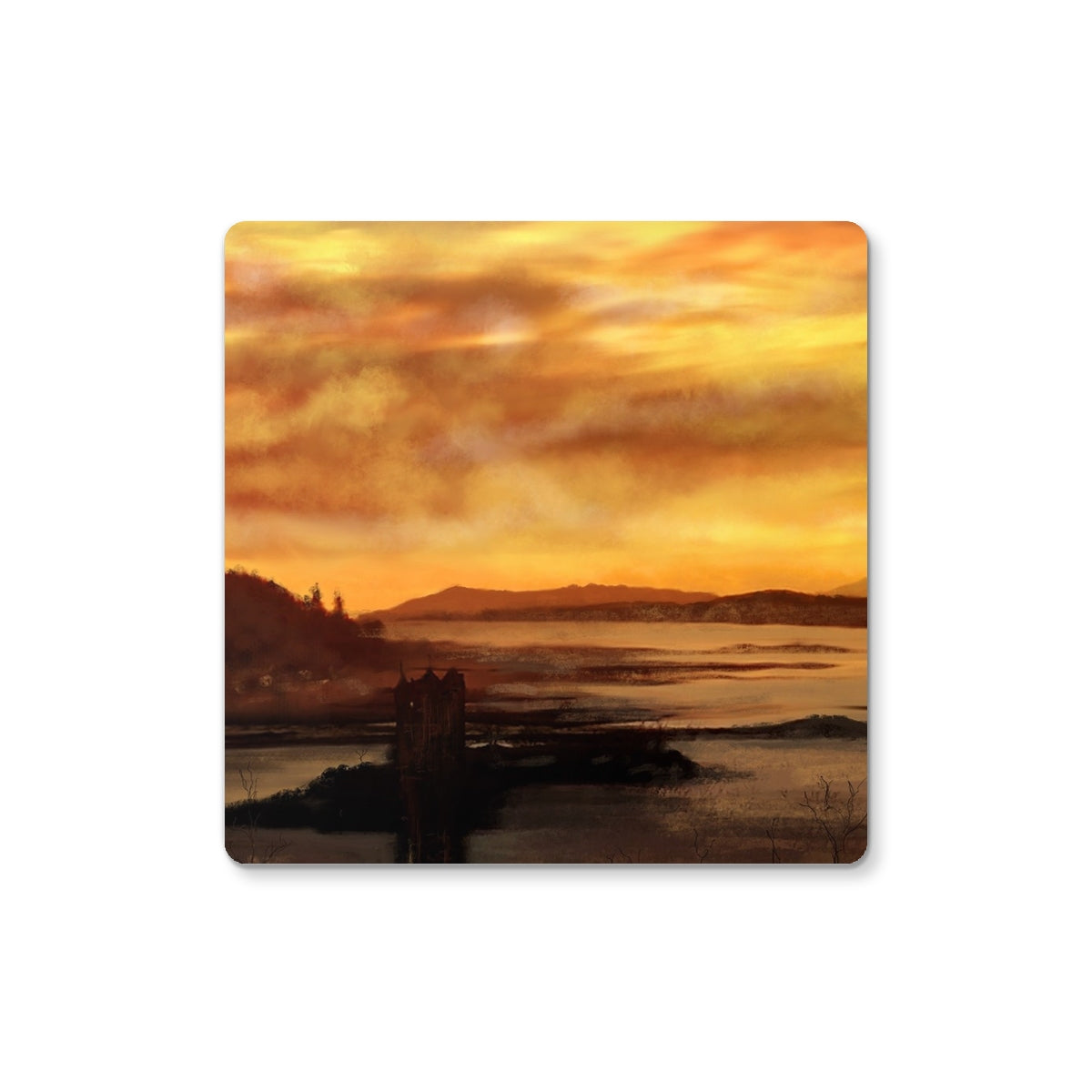 Castle Stalker Dusk Coaster | Scottish Art Gifts