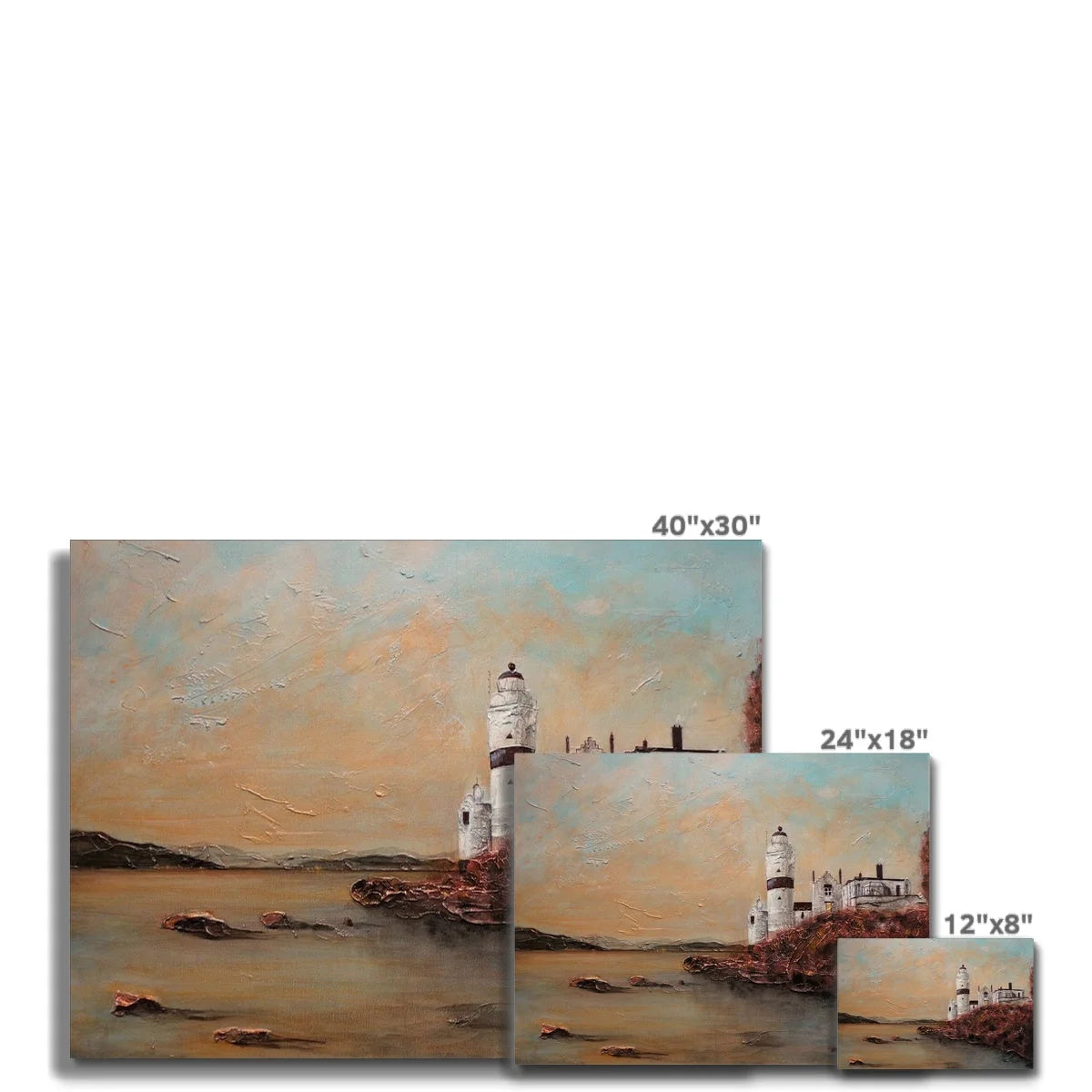 Cloch Lighthouse Dawn Canvas - River Clyde Art Gallery Scotland Worldwide Shipping Scottish Artist Fine Prints and Paintings Collection
