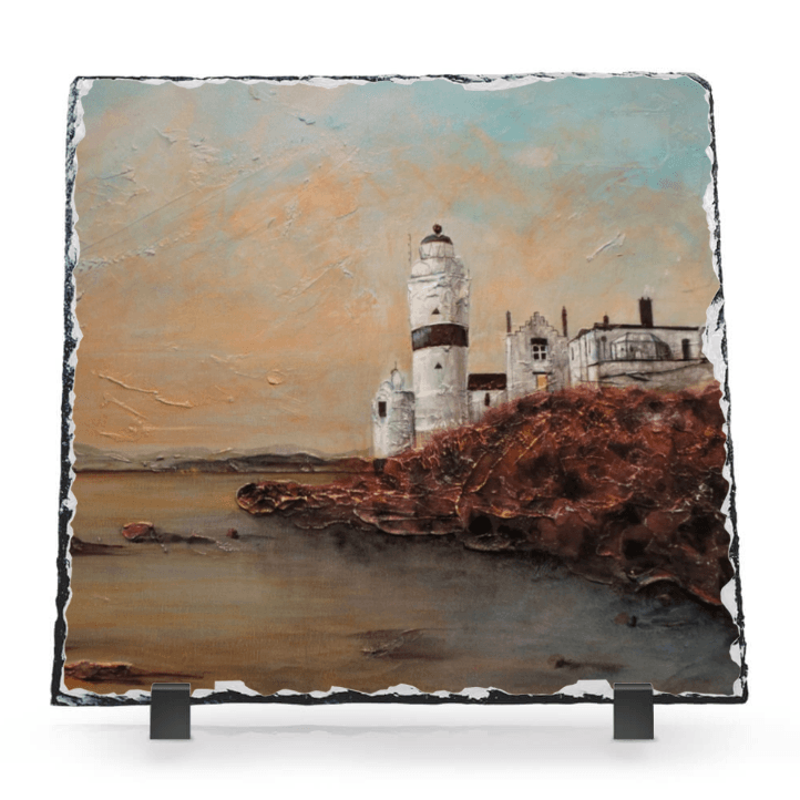 Cloch Lighthouse Dawn Scottish Slate Art | Scottish Art Gifts