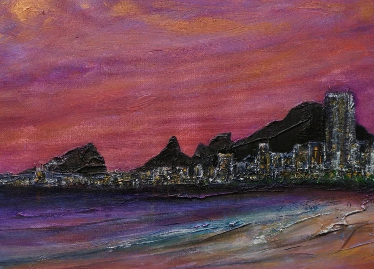 Copacabana Beach - Commission Scottish Artist Paintings World Art Gallery Scotland Impasto Cityscape Painting