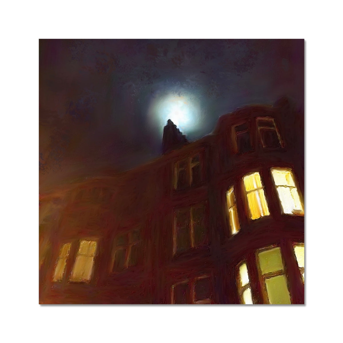 A Moonlit Tenement C-Type Print | Scottish Art Gifts
