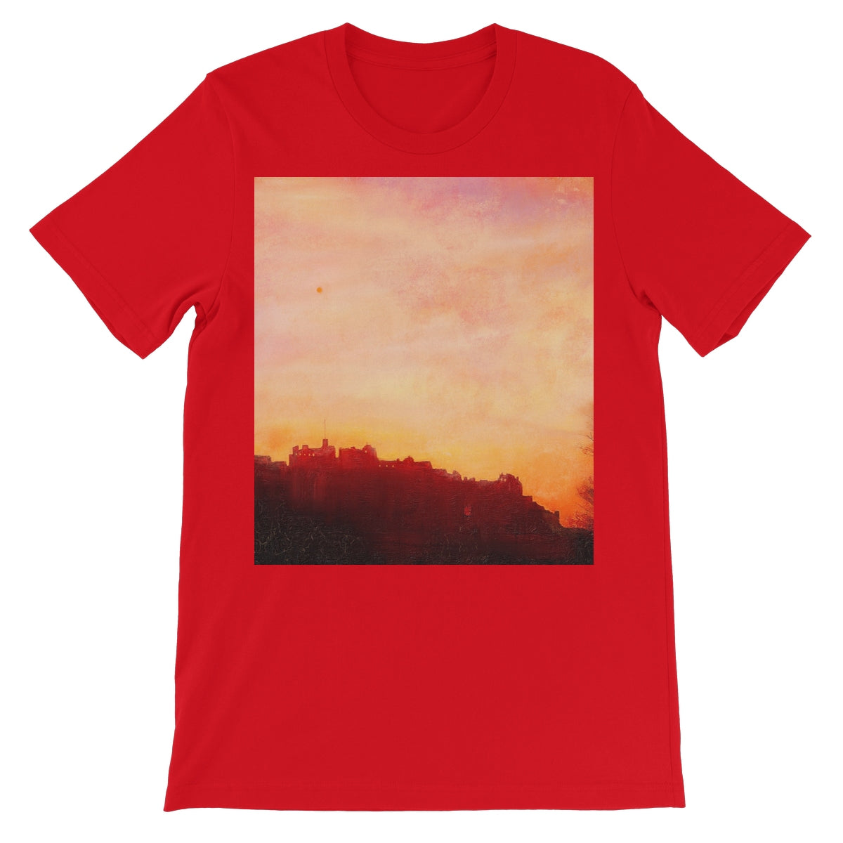 Edinburgh Castle Sunset Unisex Short Sleeve T-Shirt | Scottish Art Gifts