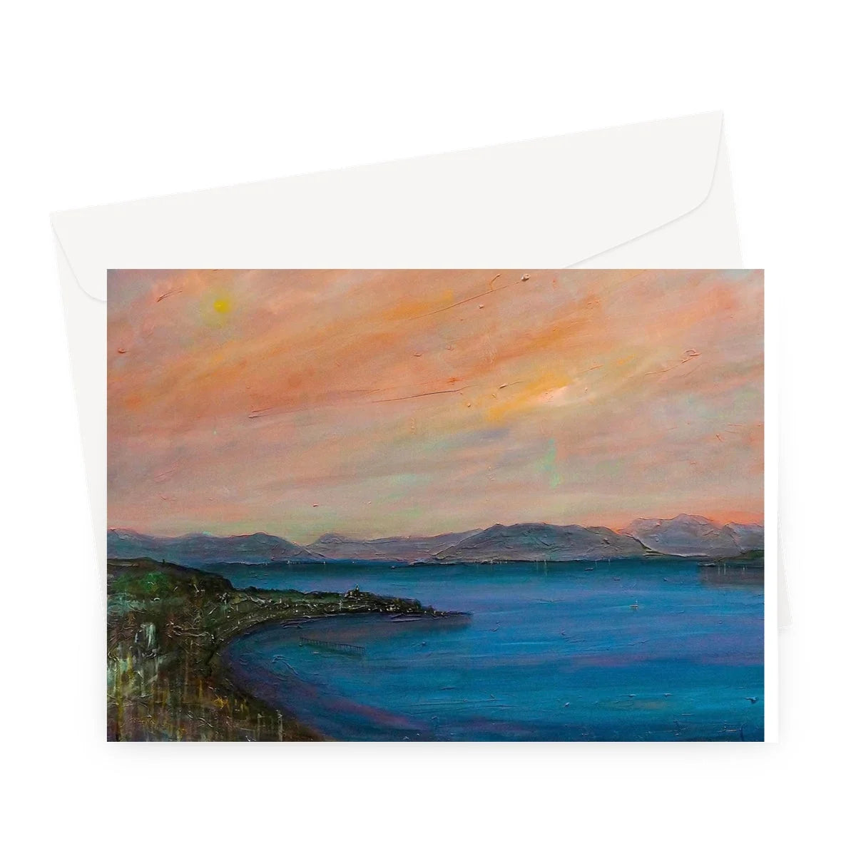 Dusk Over Gourock Greeting Card - River Clyde Art Gallery Scotland Worldwide Shipping Scottish Prints