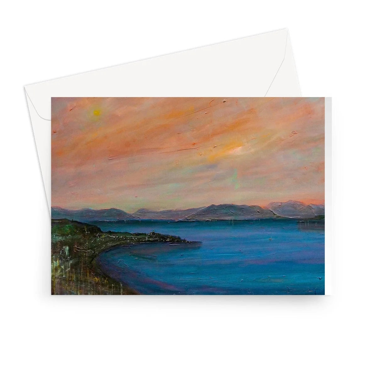 Dusk Over Gourock Greeting Card - River Clyde Art Gallery Scotland Worldwide Shipping Scottish Prints