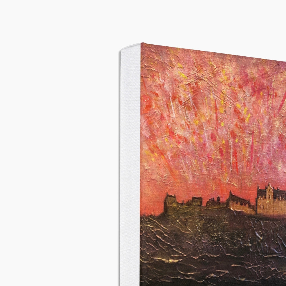 Edinburgh Castle Fireworks Eco Art Canvas Print | Scottish Art Gifts
