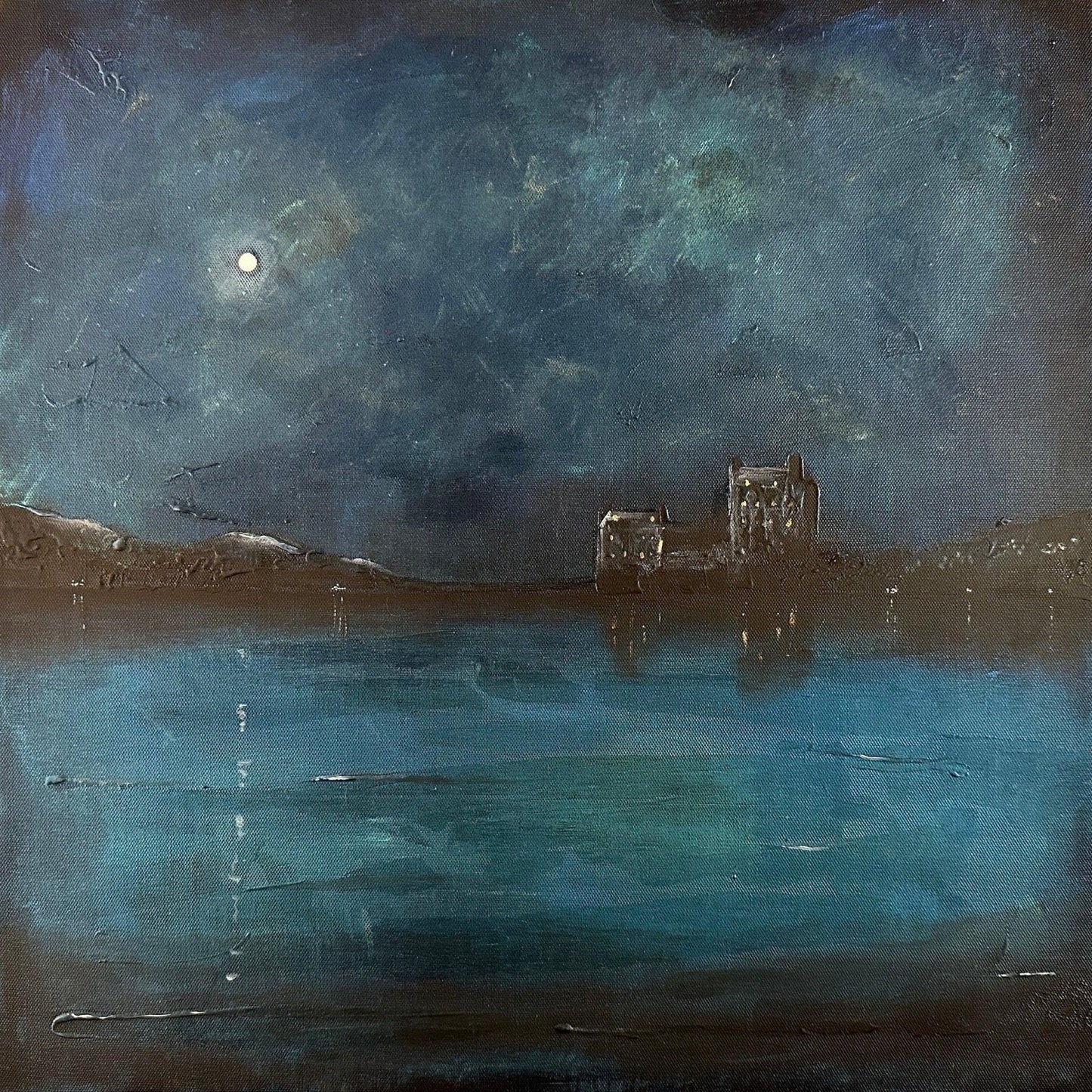 Eilean Donan Castle Prussian Twilight Original Painting | Scottish Art Gifts