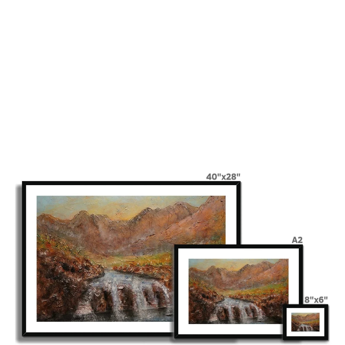 Fairy Pools Skye Dawn Framed & Mounted Print - Art Gallery Scotland Worldwide Shipping Scottish Landscape Paintings and Prints by Artist