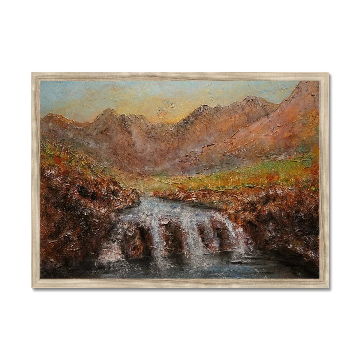 Fairy Pools Skye Dawn Framed Print - Art Gallery Scotland Worldwide Shipping Scottish Landscape Paintings and Prints by Artist Hunter