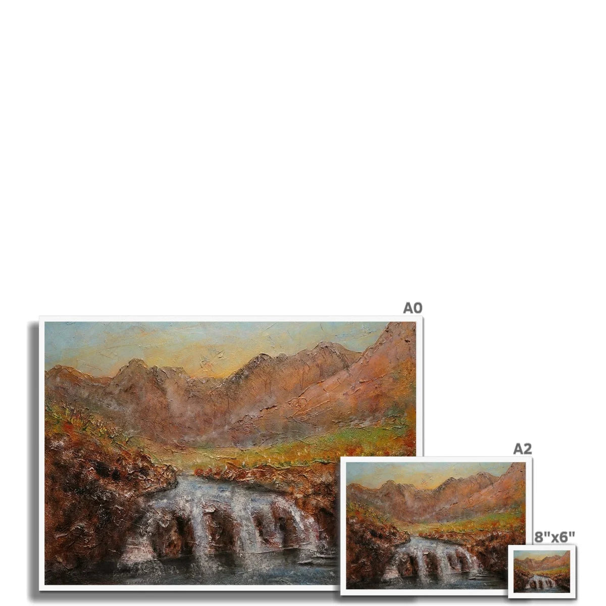 Fairy Pools Skye Dawn Framed Print - Art Gallery Scotland Worldwide Shipping Scottish Landscape Paintings and Prints by Artist Hunter