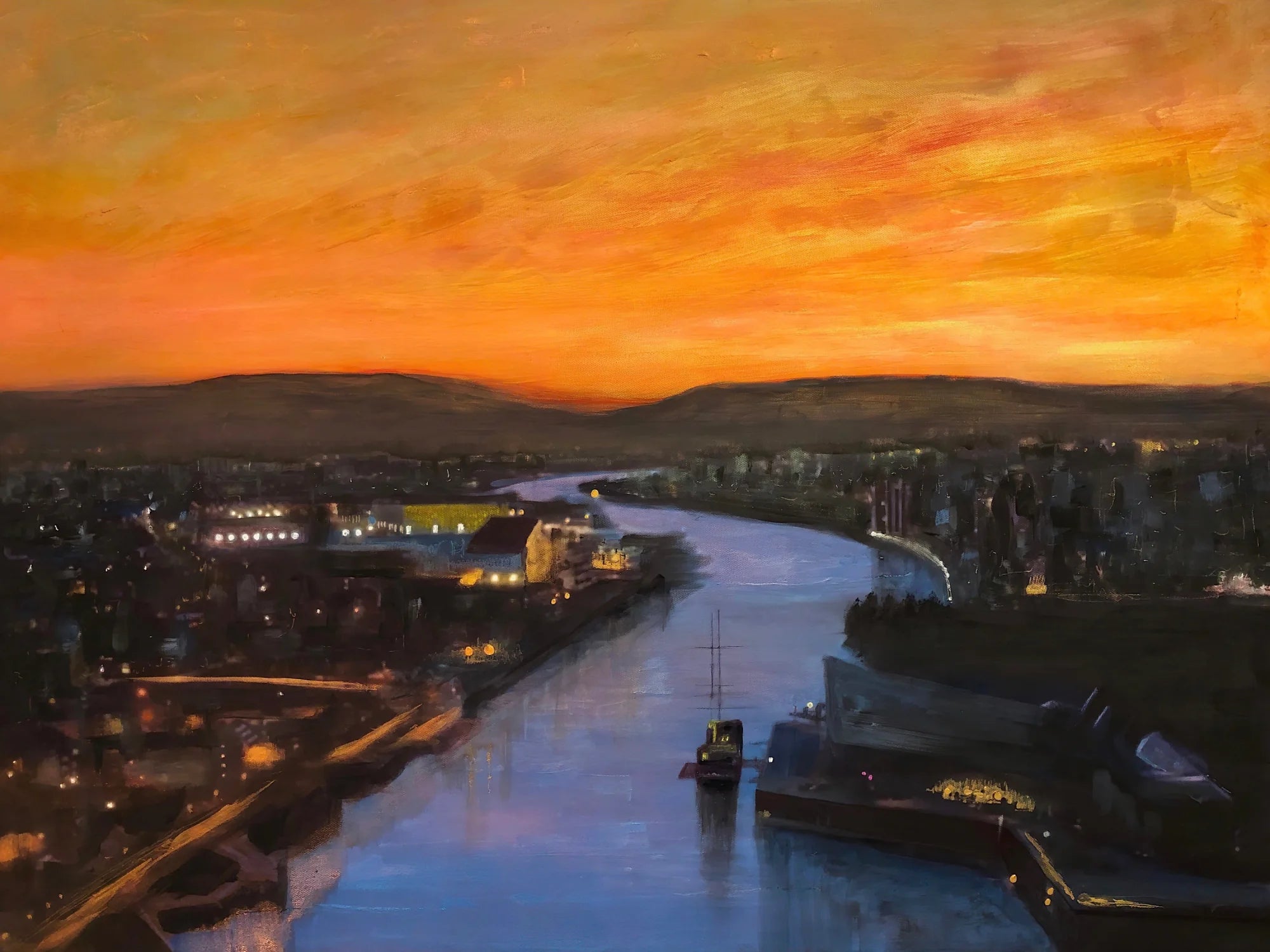 Glasgow Harbour Looking West Original Painting - Scottish Artist Edinburgh & Art Gallery Scotland