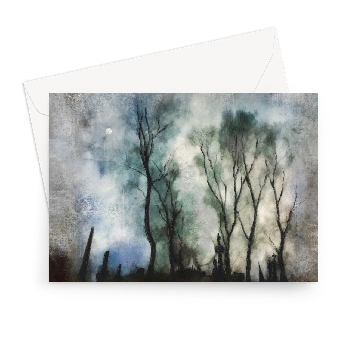 Glasgow Necropolis Moonlight Greeting Card.