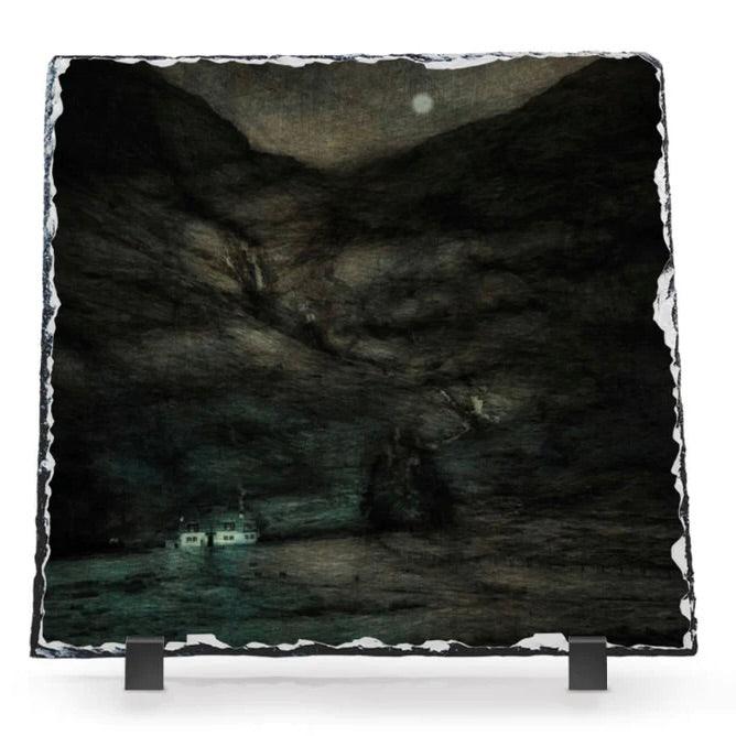 Glencoe Cottage Prussian Moonlight Scottish Slate Art | Scottish Art Gifts
