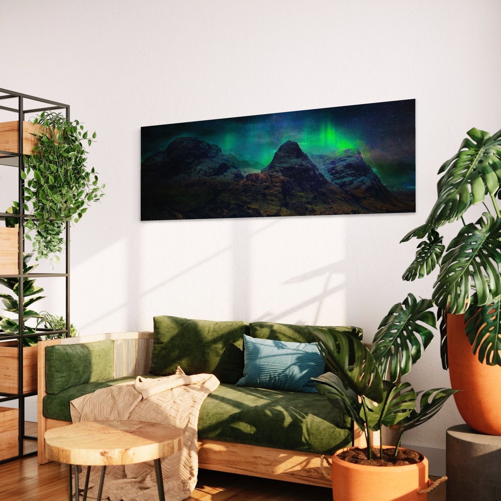 Glencoe Northern Lights Panoramic 72x24 inch Stretched Canvas Print