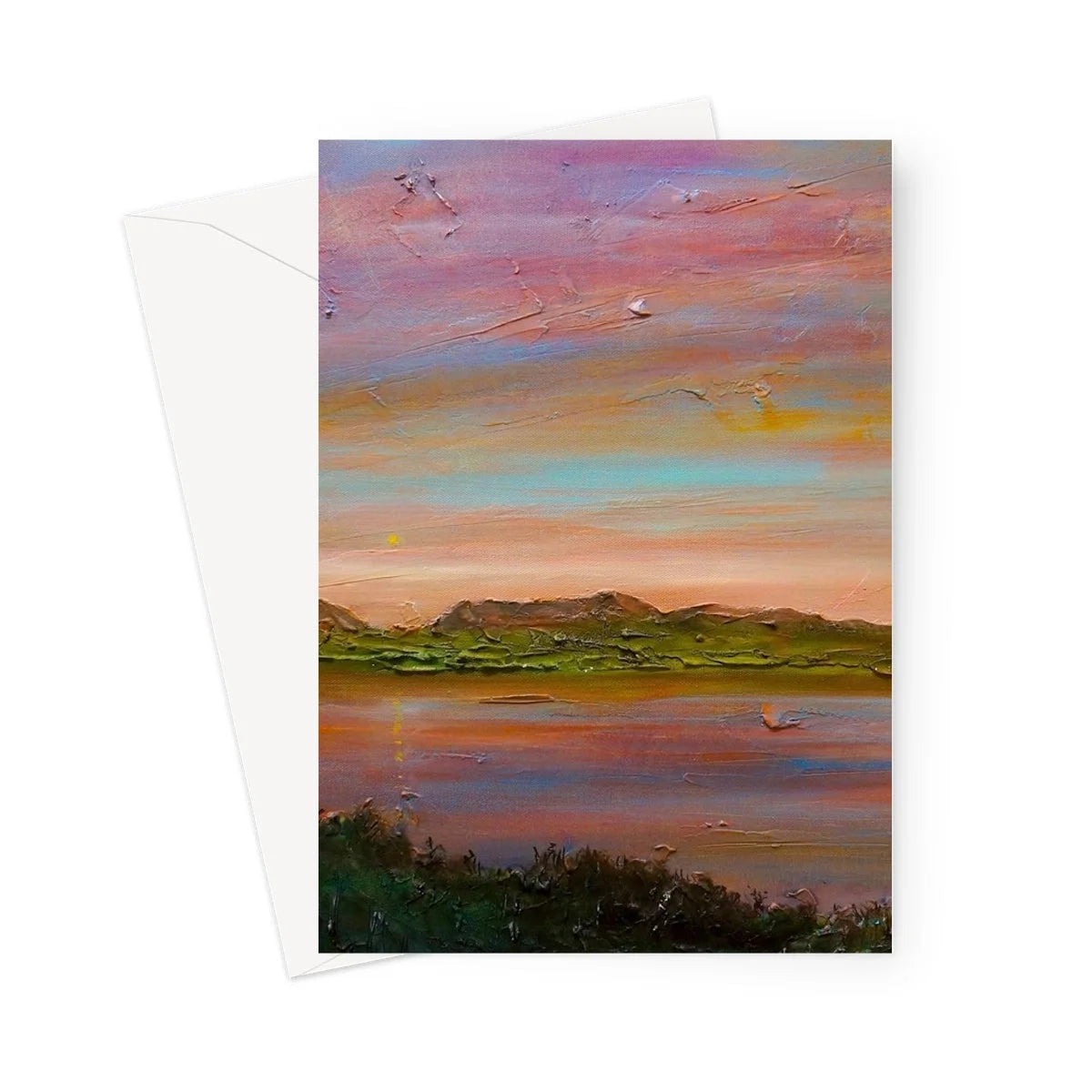 Gourock Golf Club Sunset Greeting Card - River Clyde Art Gallery Scotland Worldwide Shipping Scottish Prints