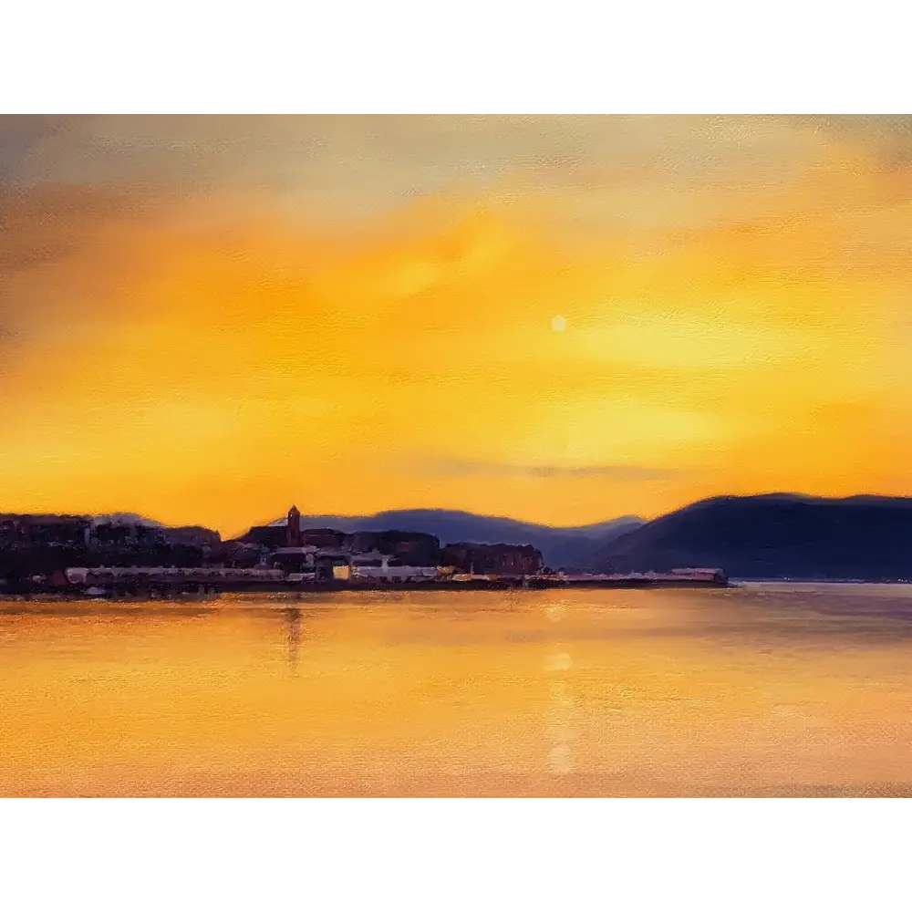 Gourock Sunset From Cardwell Bay - Scottish Art Prints - River Clyde Gallery Scotland