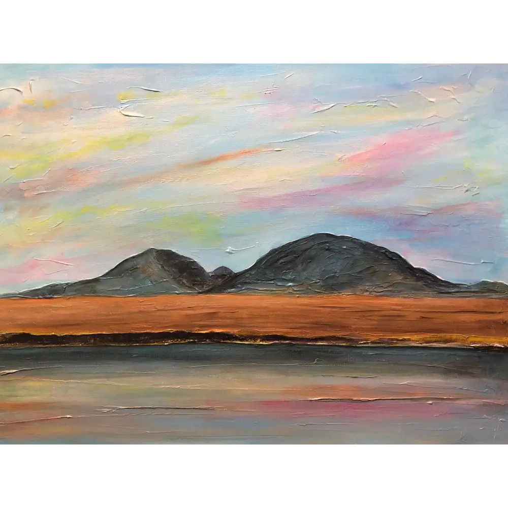 Impasto landscape painting Jura Dawn art inspired by Hebridean Islands by Scottish artist