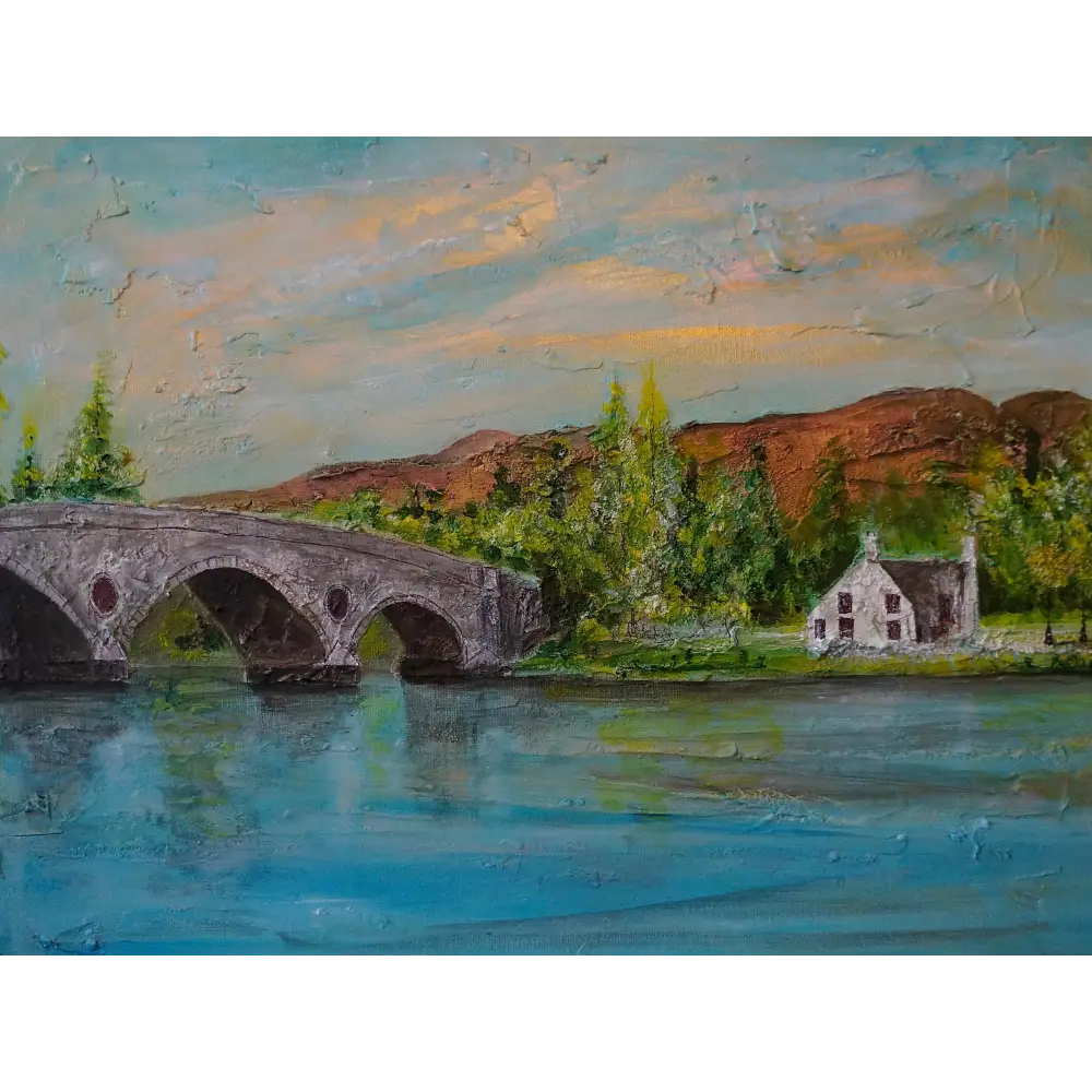 Impressionistic landscape painting of Kenmore Bridge from the Bridge II art collection by a Scottish artist