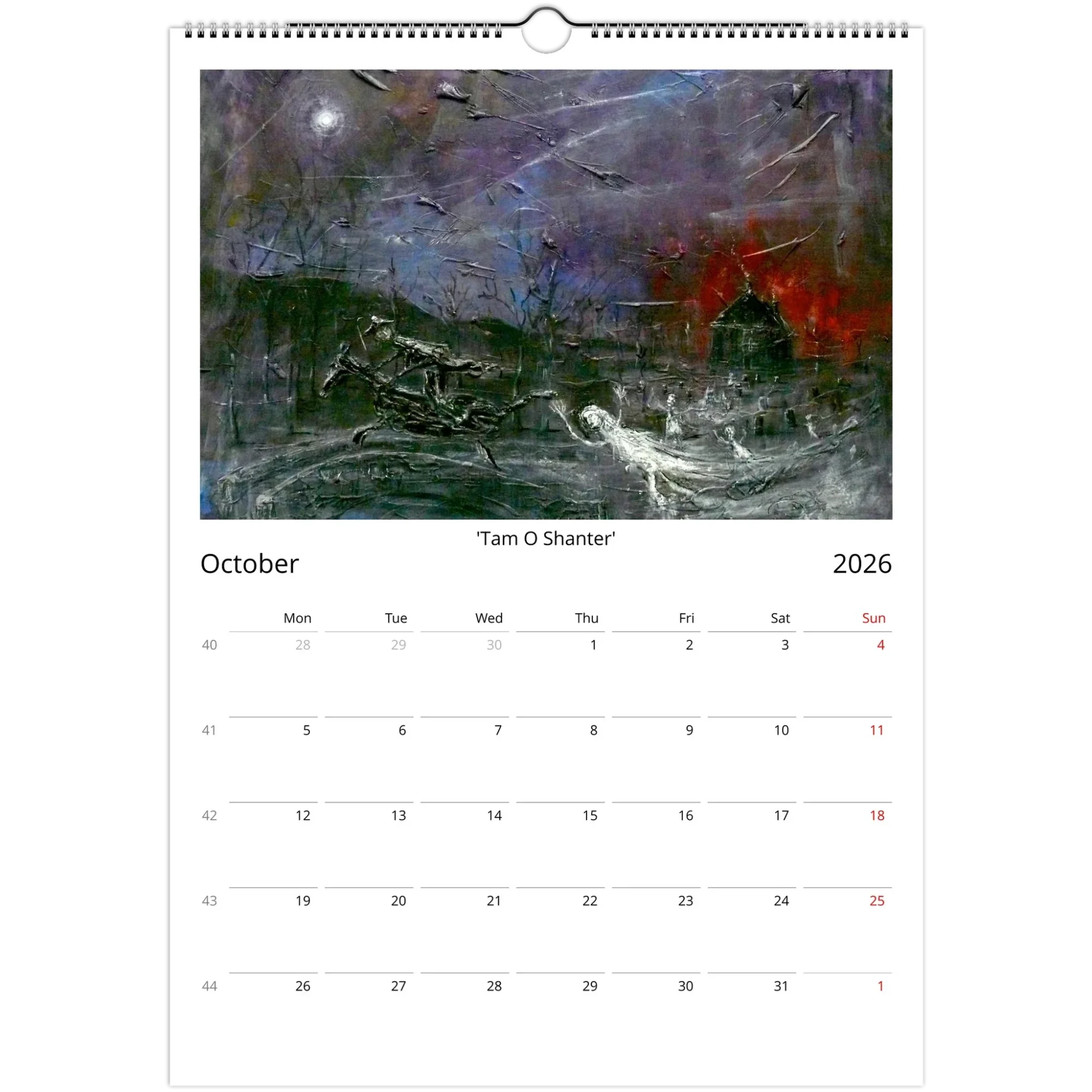 Kevin Hunter 2026 Art Calendar - Scottish Artist Scotland Worldwide Shipping Calendar October Prints and Original Landscape Paintings