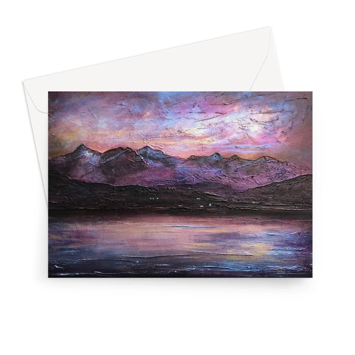 Last Skye Light Greeting Card - Art Gallery Scotland Worldwide Shipping Scottish Landscape Paintings and Prints