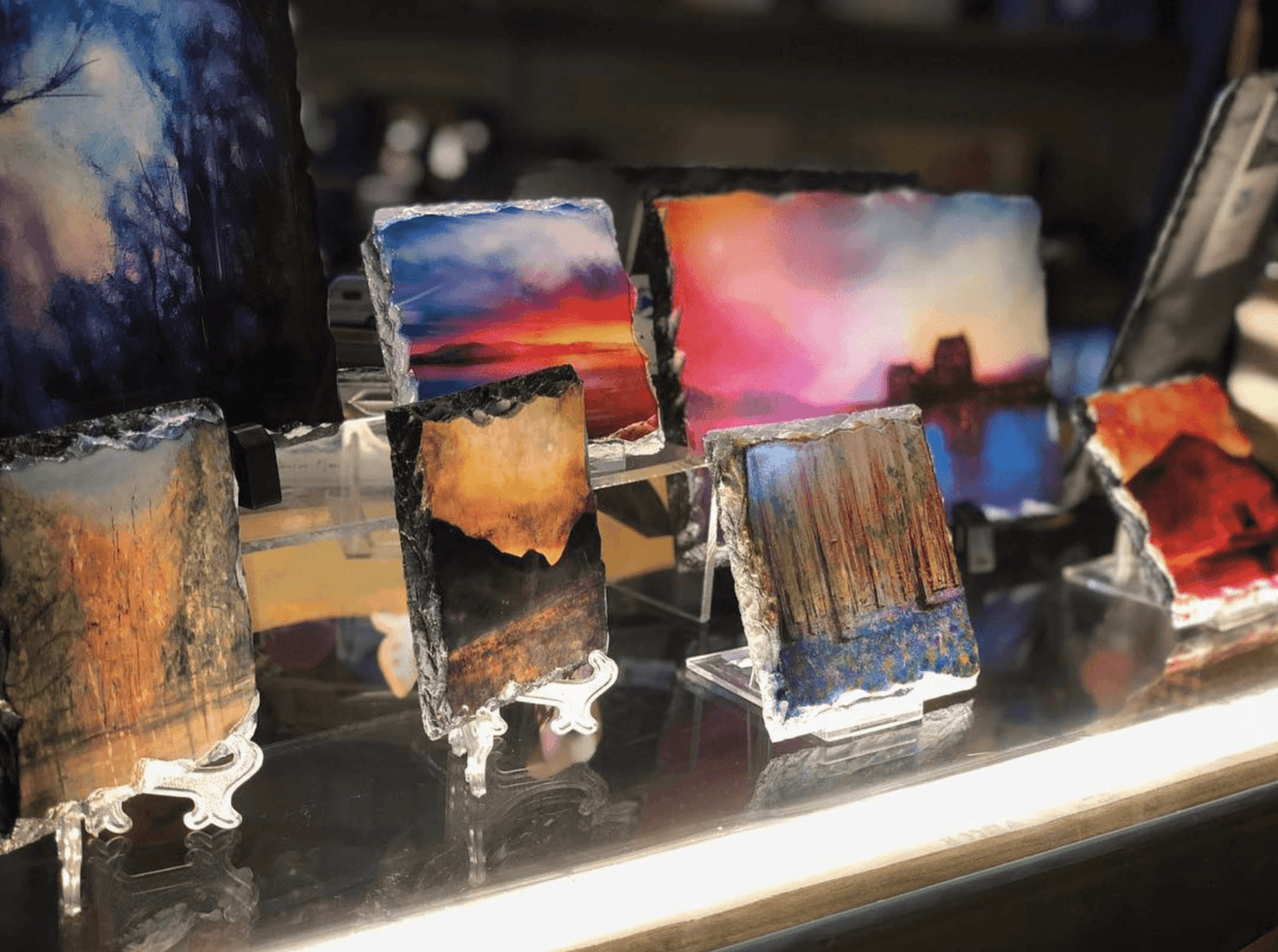Loch Faskally Dusk Scottish Slate Art | Scottish Art Gifts