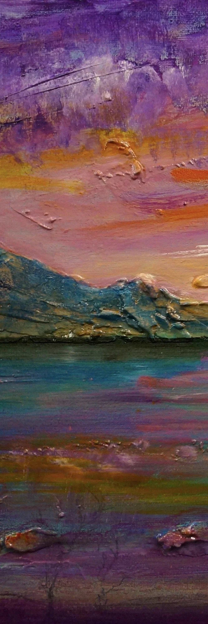 Loch Leven Sunset Triptych | Statement Interior Wall Art from Scotland - Glencoe Gallery Worldwide Shipping Vibrant Impressionistic Oil