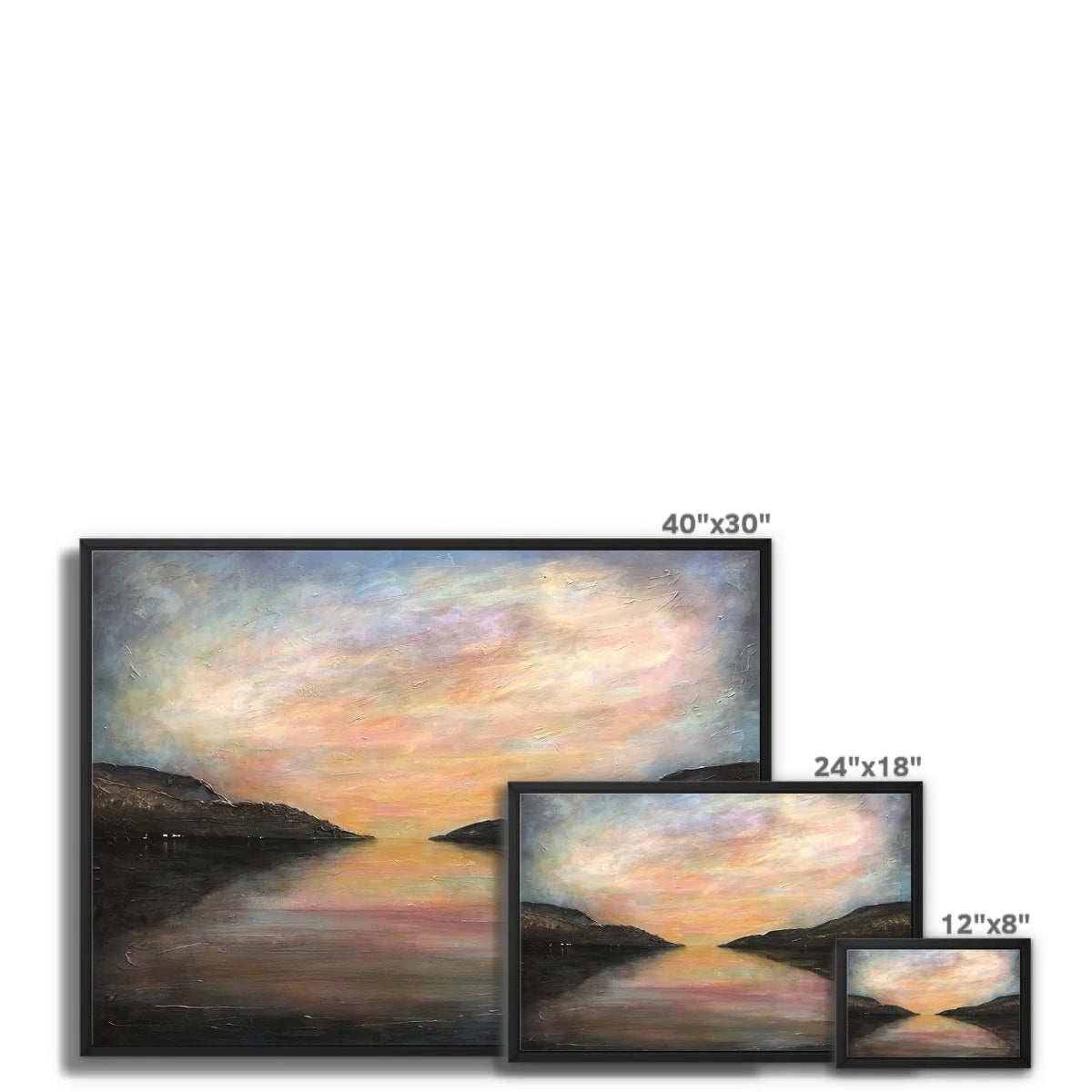 Loch Ness Glow Framed Canvas - Lochs & Mountains Art Gallery Scotland Worldwide Shipping Scottish and Paintings Prints by Artist Hunter