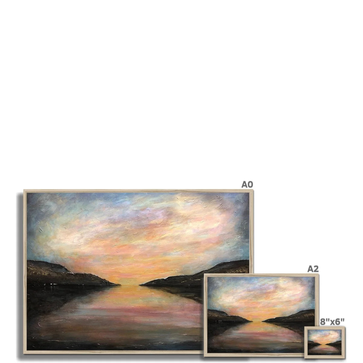 Loch Ness Glow Framed Print - Lochs & Mountains Art Gallery Scotland Worldwide Shipping Scottish and Paintings Prints by Artist Hunter