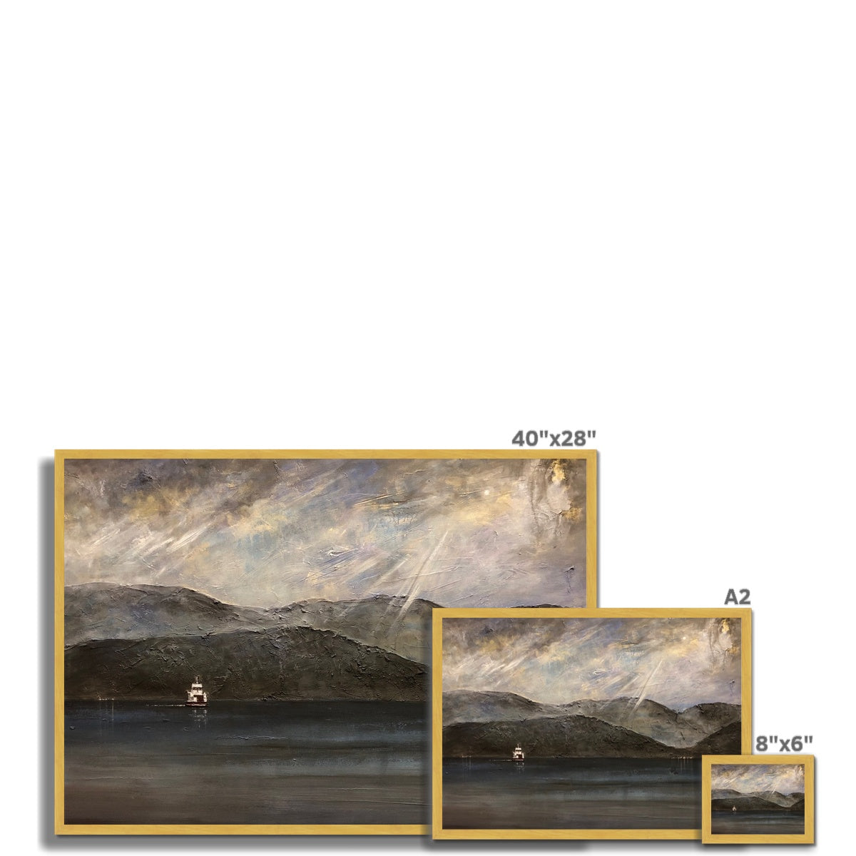 Lochranza Moonlit Ferry Antique Framed Print.