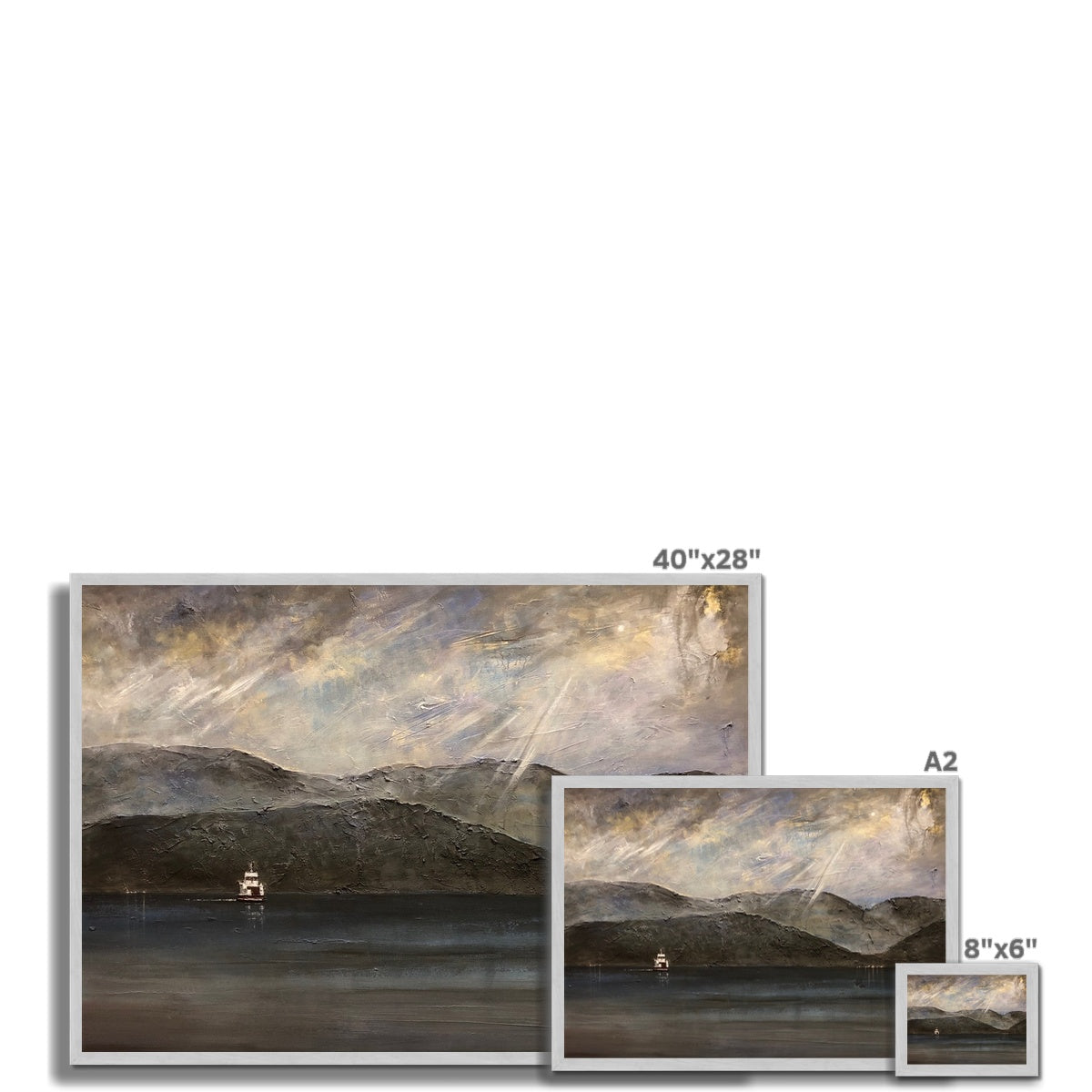 Lochranza Moonlit Ferry Antique Framed Print.