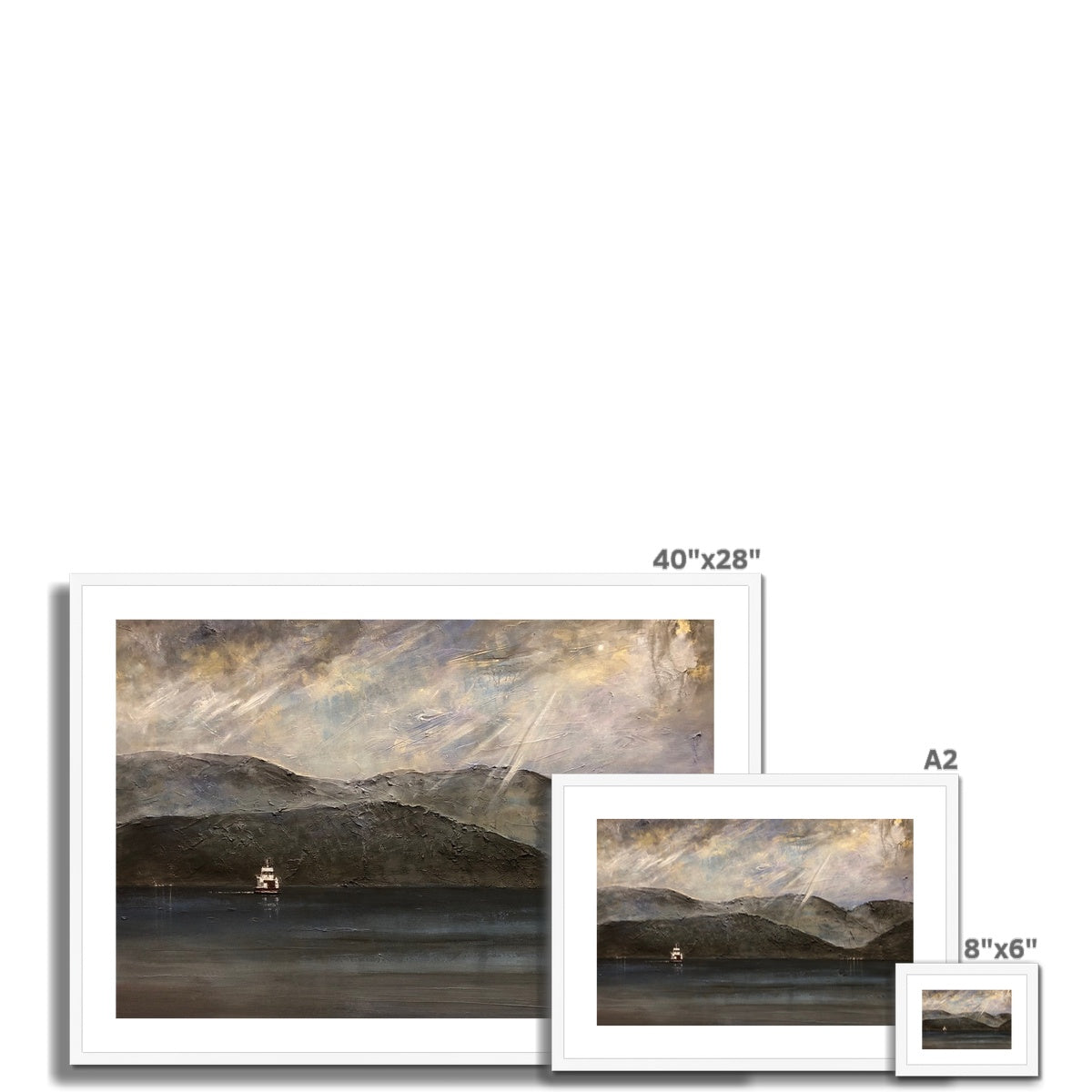 Lochranza Moonlit Ferry Framed & Mounted Print.