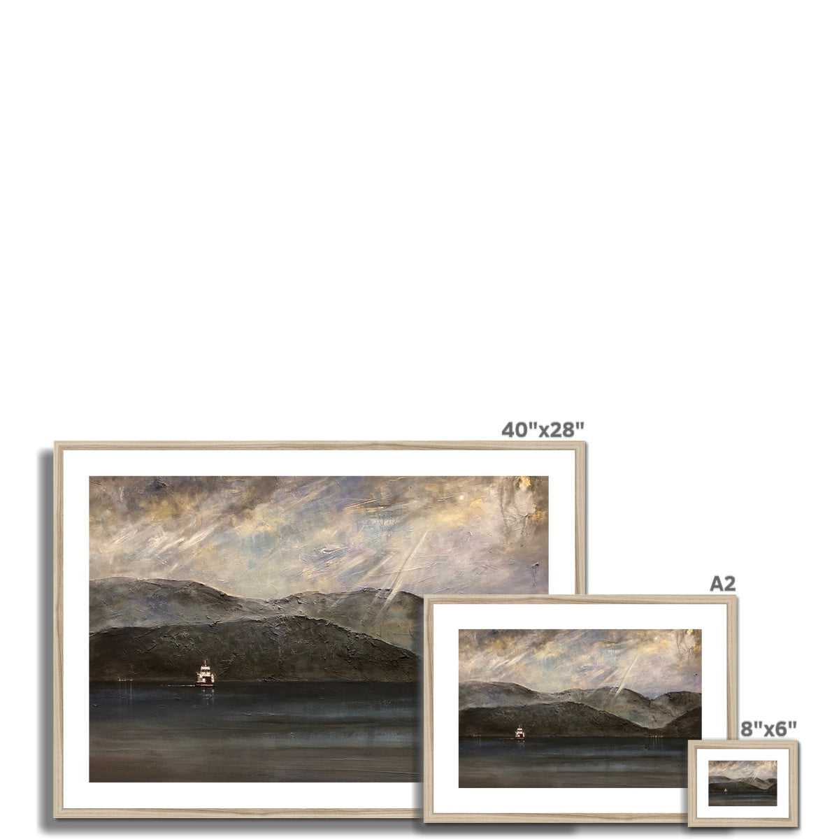 Lochranza Moonlit Ferry Framed & Mounted Print.