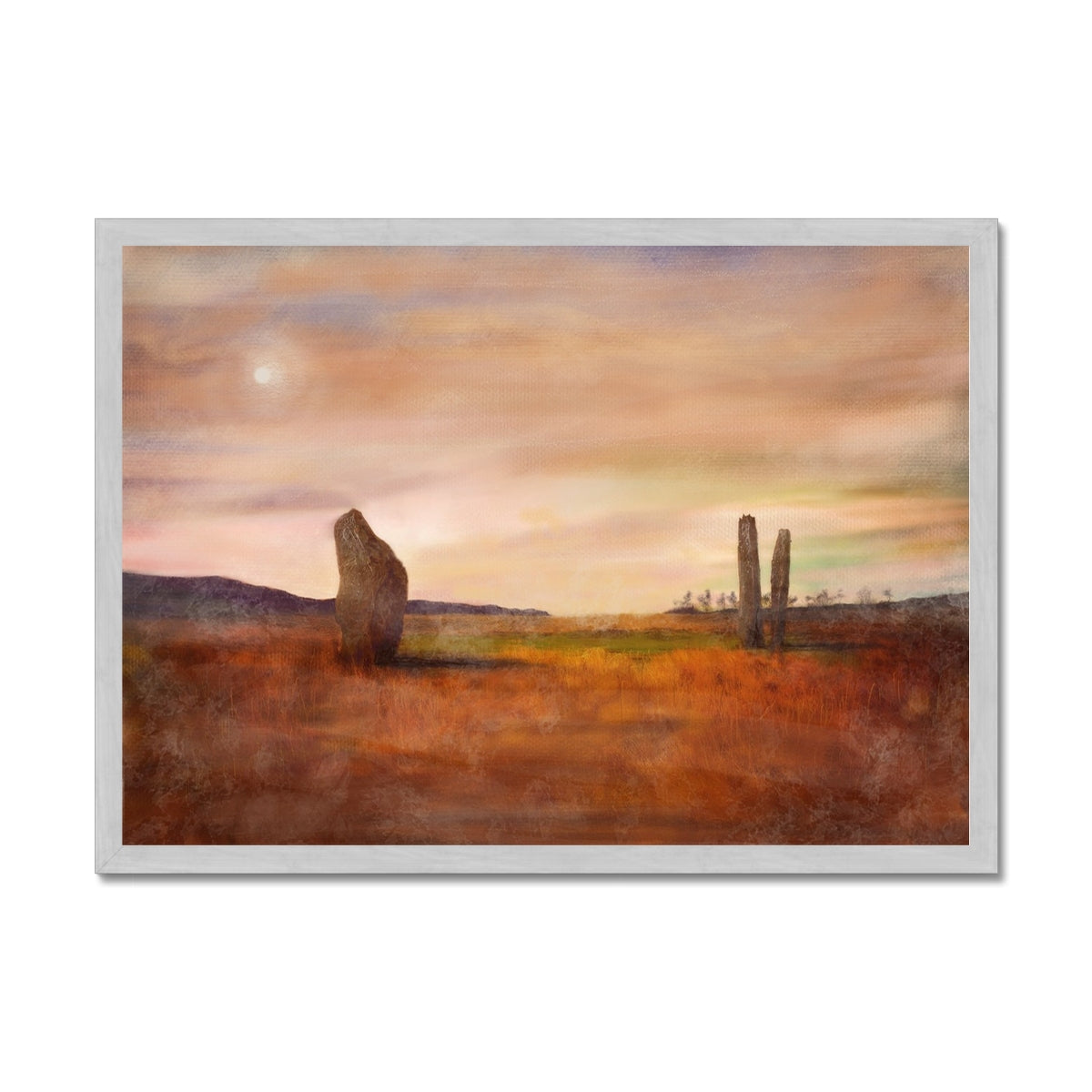 Machrie Moor Moonlight Antique Framed Print.