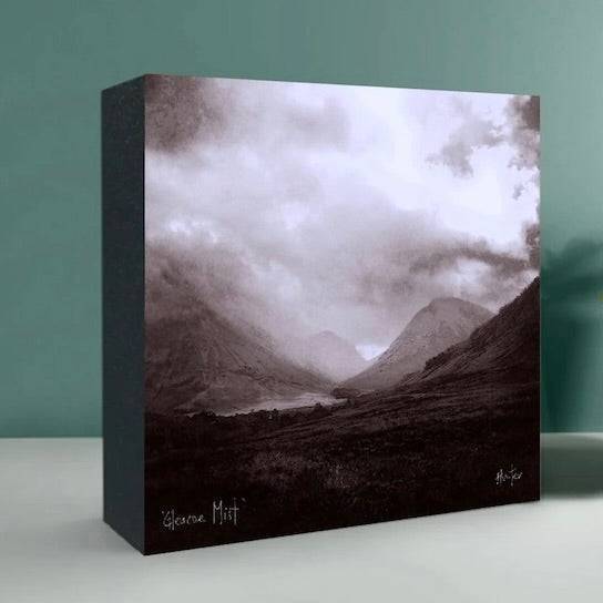 Moonlit Stag Wooden Art Block by Scottish Artist Hunter - Highlands & Lowlands Gallery Scotland