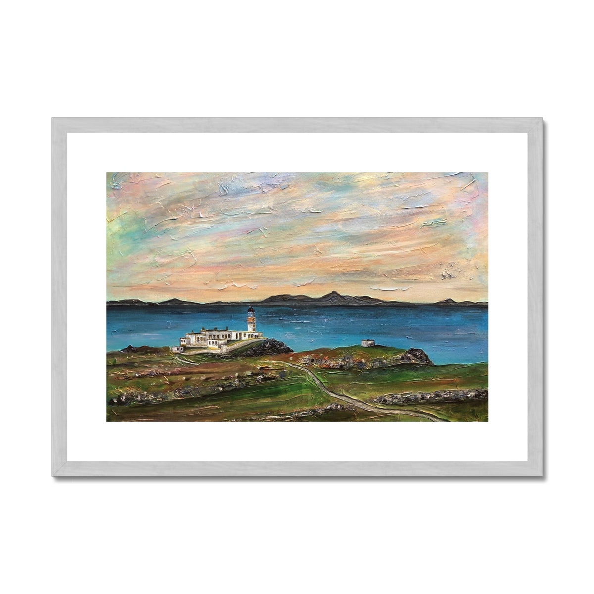 Neist Point Lighthouse Skye Antique Framed & Mounted Print.