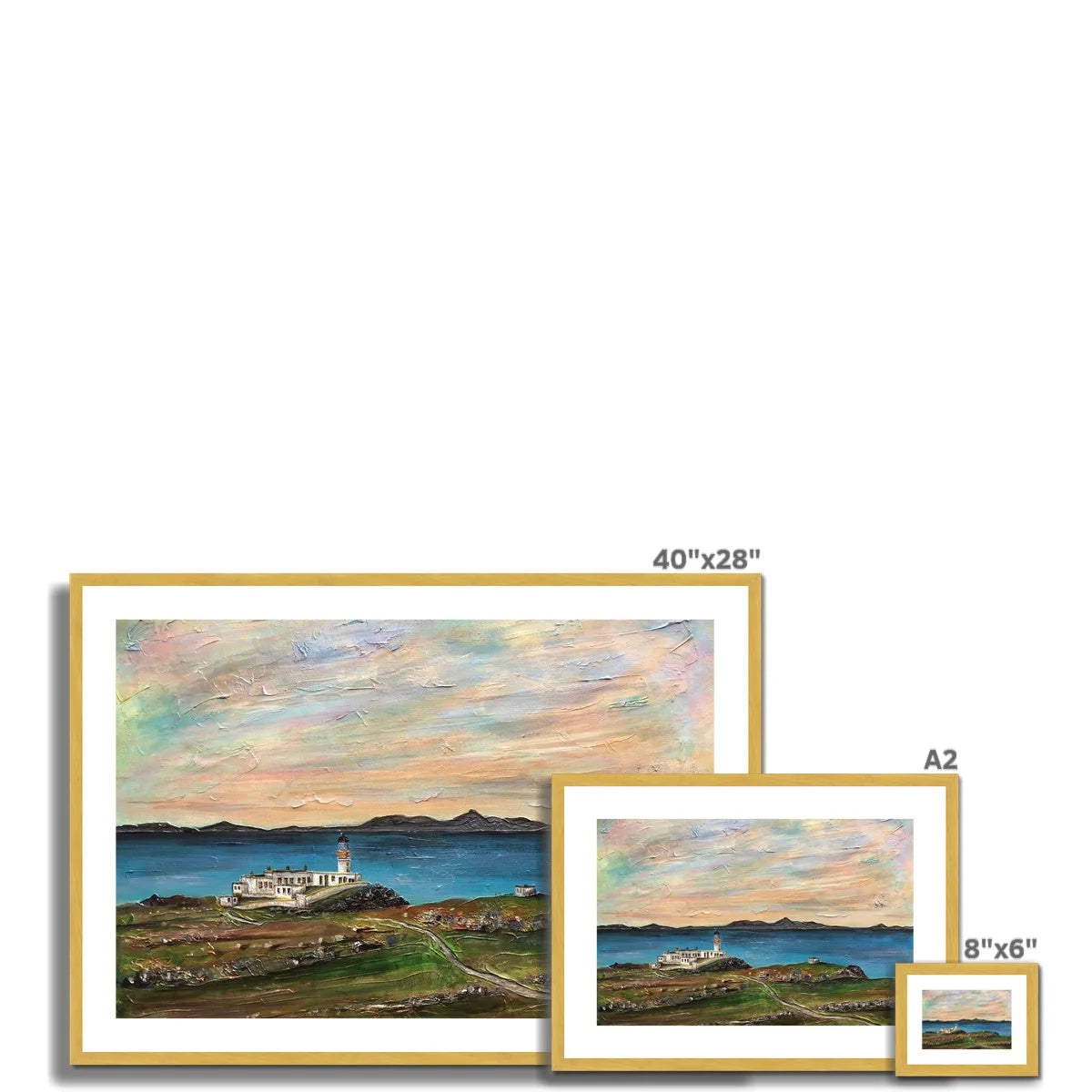 Neist Point Lighthouse Skye Antique Framed & Mounted Print - Art Gallery Scotland Worldwide Shipping Scottish Landscape Paintings