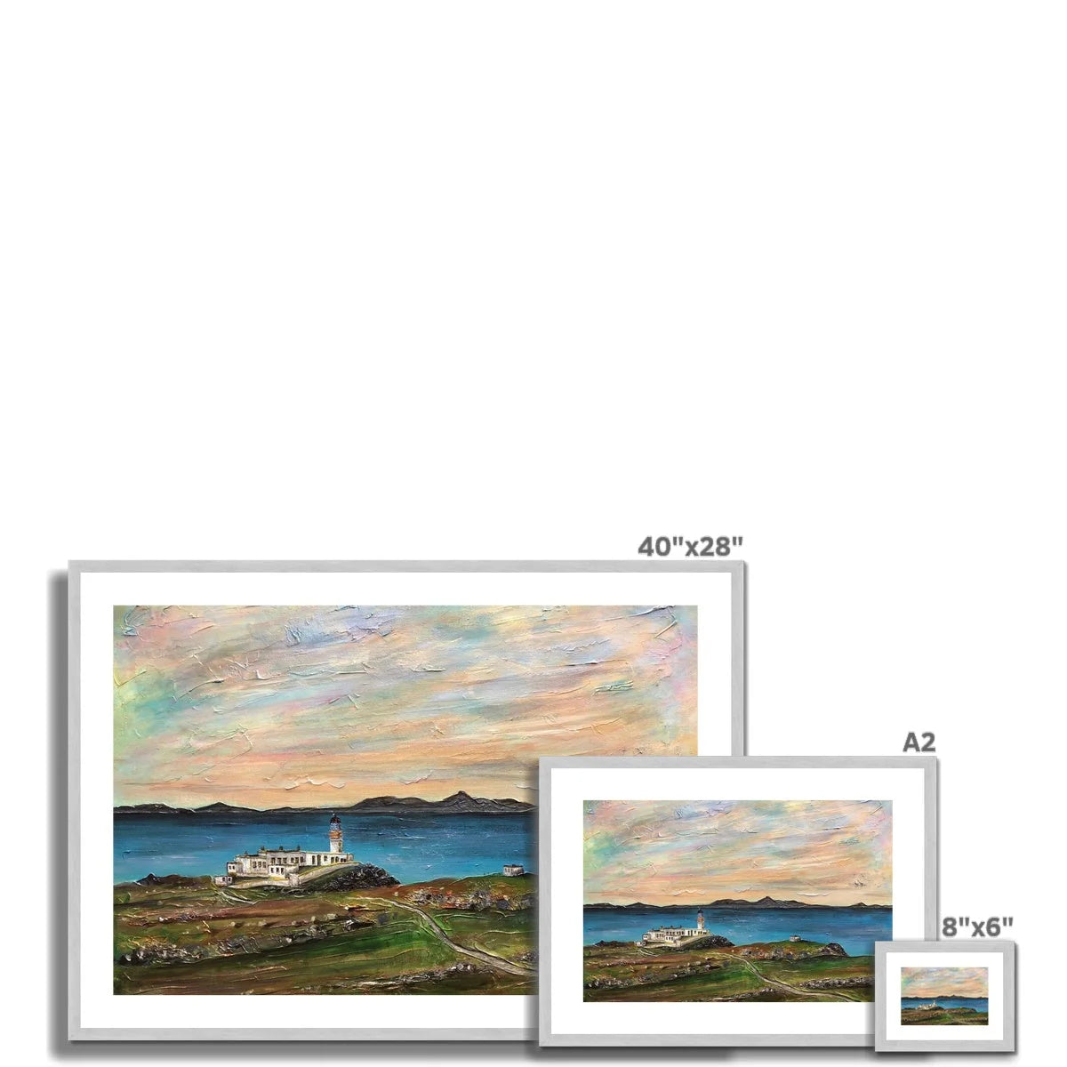 Neist Point Lighthouse Skye Antique Framed & Mounted Print - Art Gallery Scotland Worldwide Shipping Scottish Landscape Paintings