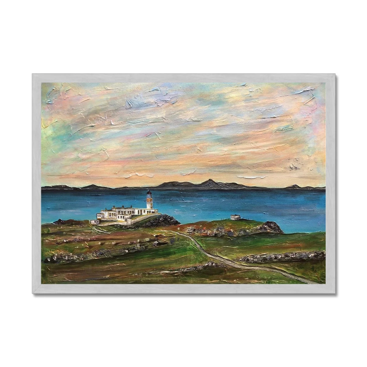Neist Point Lighthouse Skye Antique Framed Print - Art Gallery Scotland Worldwide Shipping Scottish Landscape Paintings and Prints