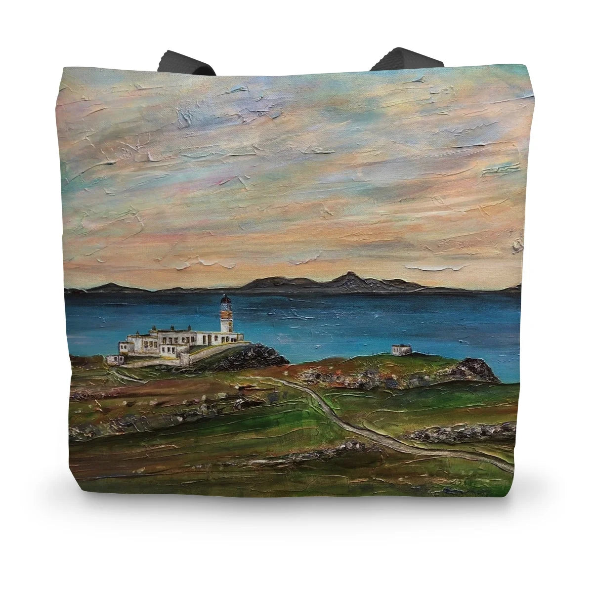 Neist Point Lighthouse Skye Canvas Tote Bag - Art Gallery Scotland Worldwide Shipping Scottish Landscape Paintings and Prints