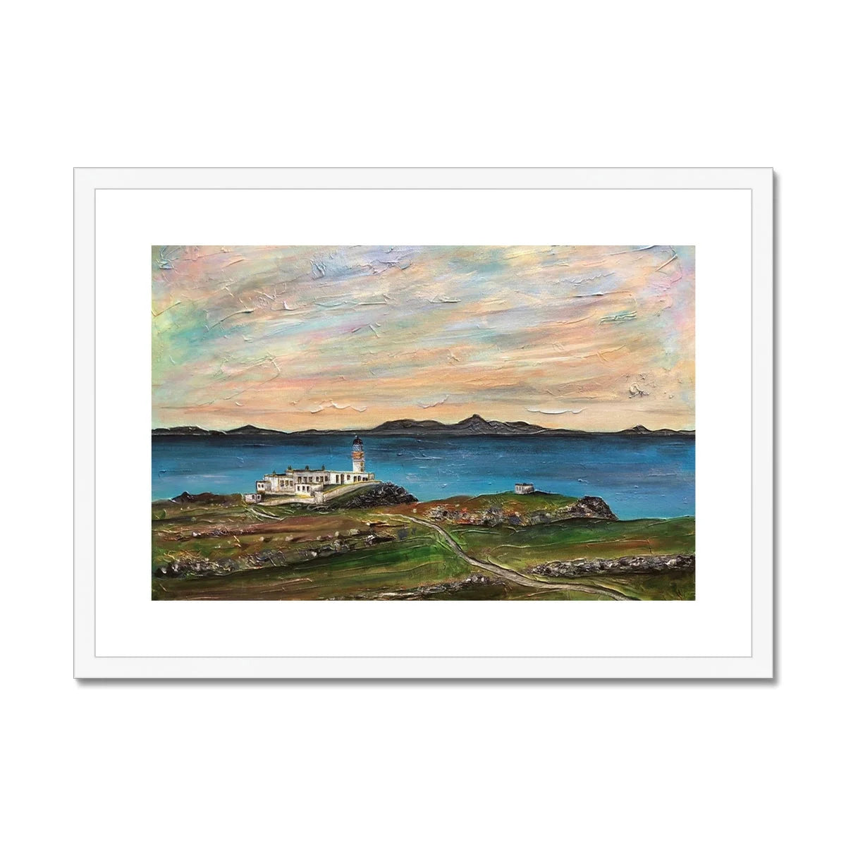 Neist Point Lighthouse Skye Framed & Mounted Print - Art Gallery Scotland Worldwide Shipping Scottish Landscape Paintings and Prints