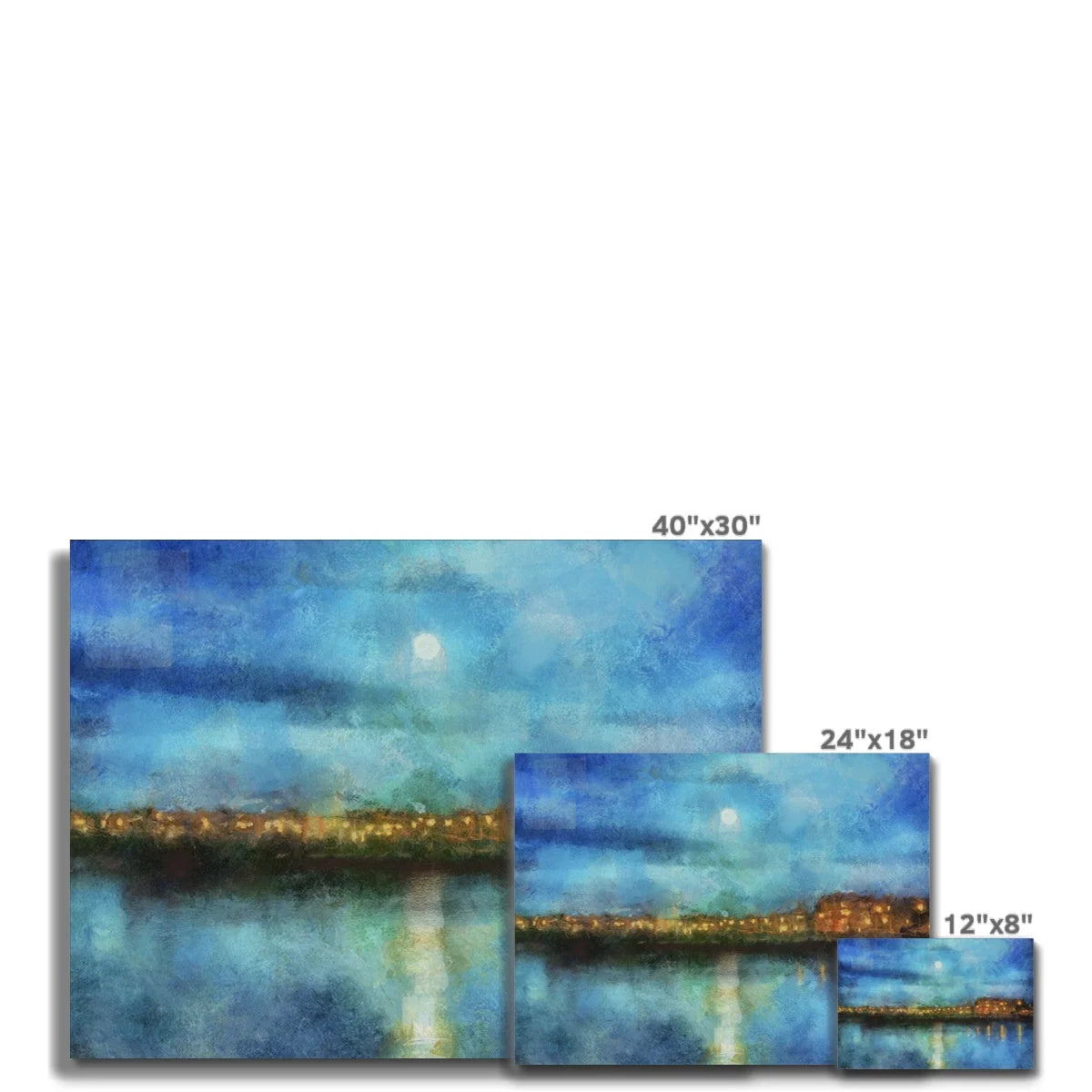 Portobello Moonlight Original Cityscape Painting on Canvas - Edinburgh & Glasgow Art Gallery Scotland Worldwide Shipping Hunter Scottish