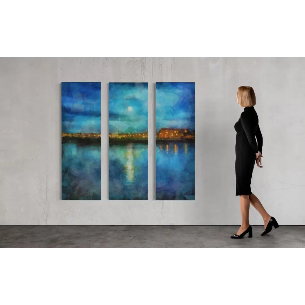 Portobello Moonlight Triptych - Scottish Statement Interior Wall Art - Edinburgh & Glasgow Gallery Scotland