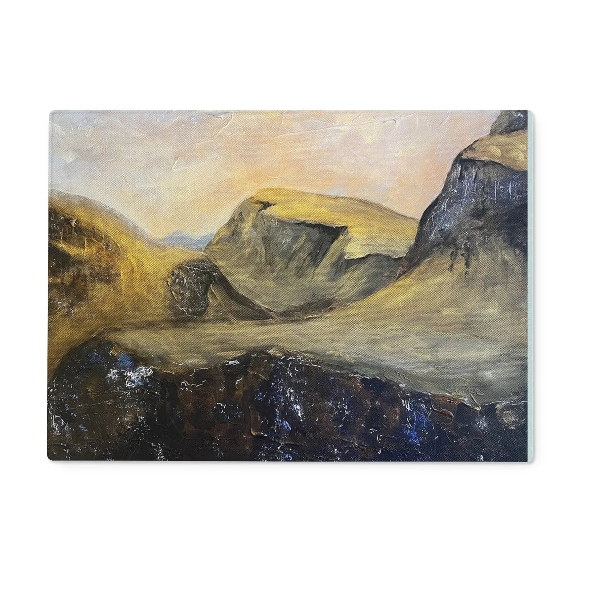 The Quiraing Glass Chopping Board - Skye Art Gallery Scotland Worldwide Shipping Scottish Landscape Paintings and Prints